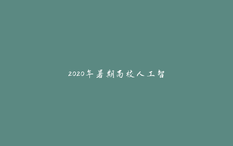 2020年暑期高校人工智能师资培训-天时网