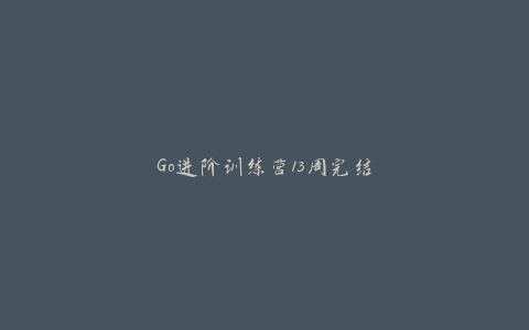 Go进阶训练营13周完结-天时网