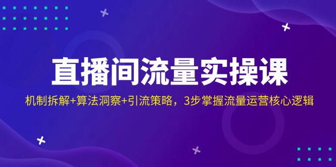 直播间流量实操课：机制拆解+算法洞察+引流策略，3步掌握流量运营核心逻辑-天时网