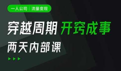 一人公司：流量变现课，一人公司的方法模型拆解， 拆解富人思维，流量思维，小老板思维等-天时网