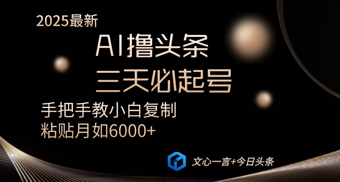AI撸头条三天必起号手把手教小白复制粘贴月入6000+教程-天时网