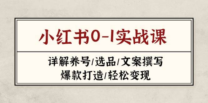 小红书0-1实战课(2023-2025)，详解养号/选品/文案撰写/爆款打造/轻松变现-天时网
