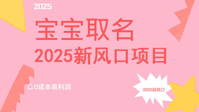 2025新风口项目宝宝取名，0成本高利润，附保姆级教程，月入过万不是梦-天时网
