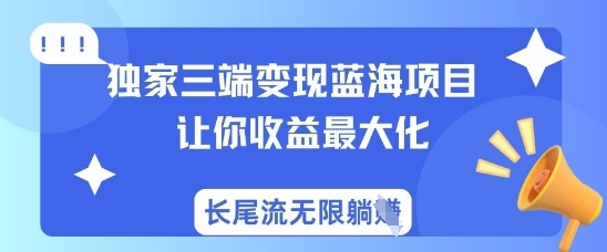 独家三端变现蓝海项目，让你收益最大化，长尾流无限躺挣-天时网