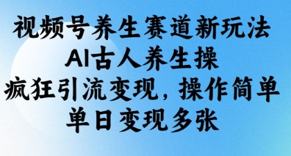 视频号养生赛道新玩法，AI古人养生操，疯狂引流变现，操作简单，单日变现多张-天时网