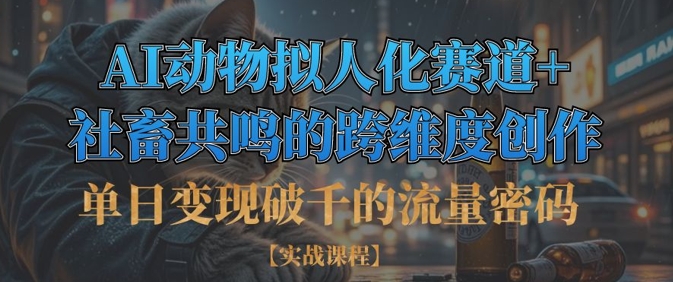 单日变现破千的流量密码,AI动物拟人化赛道+社畜共鸣的跨维度创作-天时网