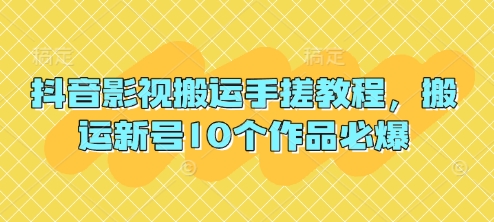 抖音影视搬运手搓教程，搬运新号10个作品必爆-天时网