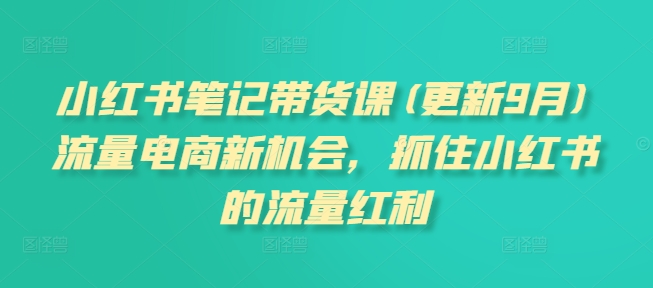 小红书笔记带货课(更新25年3月)流量电商新机会，抓住小红书的流量红利-天时网
