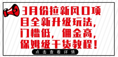 3月份拉新风口项目全新升级玩法，门槛低，佣金高，保姆级干货教程-天时网