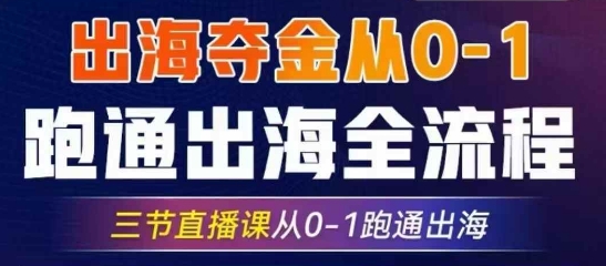 2025出海夺金从0-1跑通出海全流程，三节直播课从0-1跑通出海，教你用AI跑通全流程-天时网