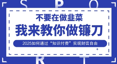 韭菜生涯终结者，我来教你做镰刀，2025如何通过“知识付费”实现财F自由【揭秘】-天时网