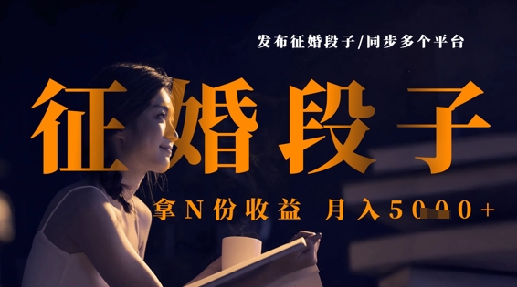 发布征婚段子，同步多个平台，拿N份收益，月入5k-天时网