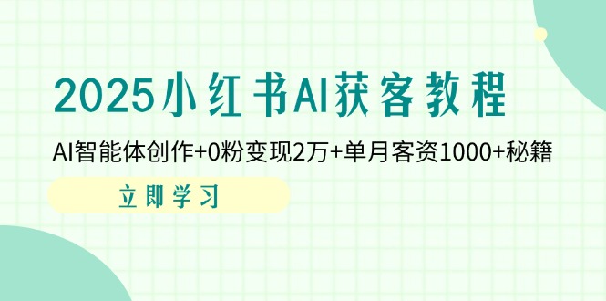 2025小红书AI获客教程：AI智能体创作+0粉变现2万+单月客资1000+秘籍-天时网