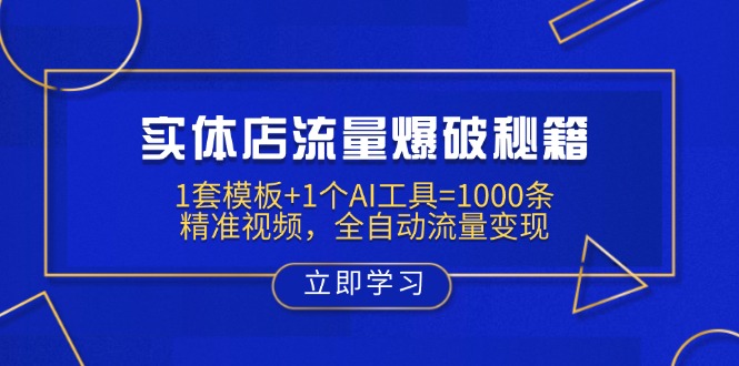 实体店流量爆破秘籍：1套模板+1个AI工具=1000条精准视频，全自动流量变现-天时网